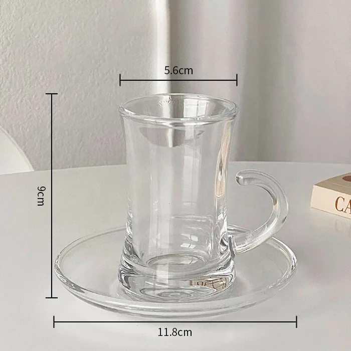 Hot sale Arabic Style Glass Tea Cup with Saucer coffee mugs set custom glassware saucer Tray turkish coffee cups and saucers set
