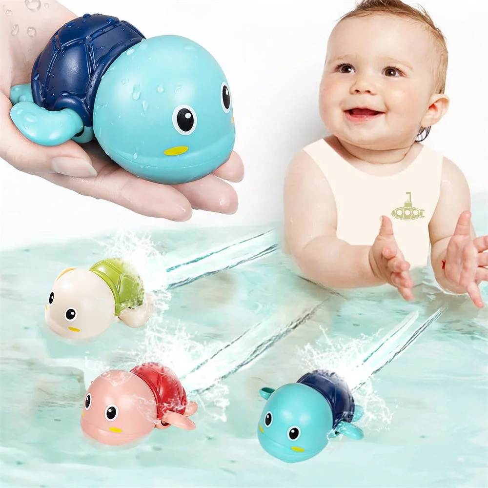Early Educational kids bath toys bathtub floating shower toys Wind Up swimming turtles Clockwork class sprinkler toy for toddler