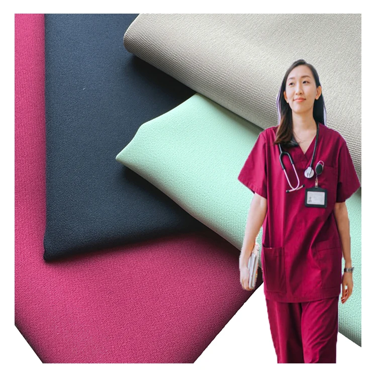 Custom Anti Bacterial Woven 4 Way Stretch Polyester Dentistry Pet Hospital Uniform Fabric for Medical Scrub