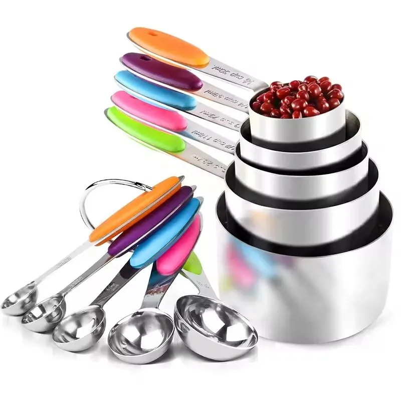 10 Piece Measuring Cups Measuring Spoons Set Stainless Steel Measuring Cup Spoon For Baking Tea Coffee Kitchen Measuring Tools