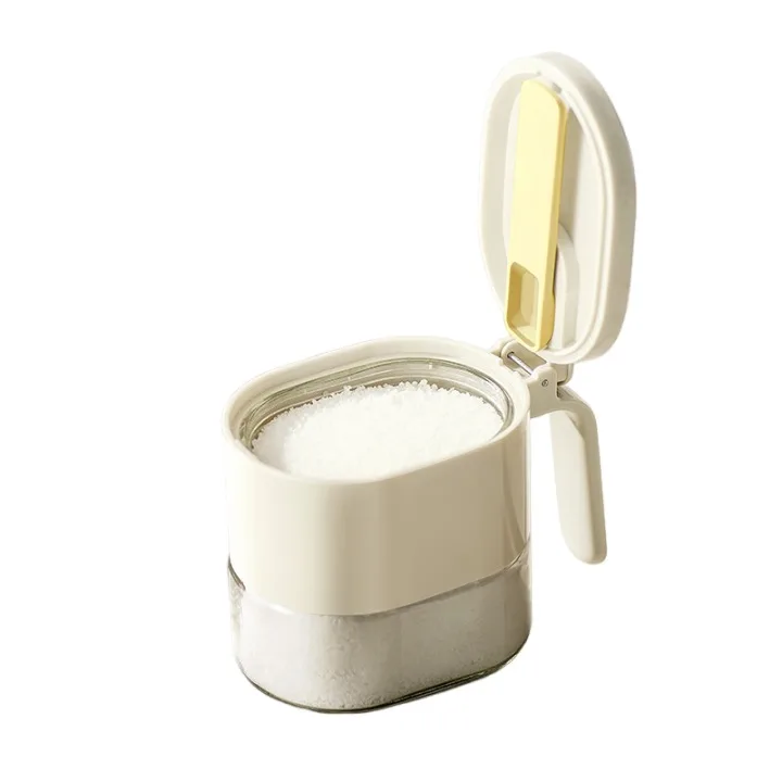 380ML Magnetic Spoon Glass Seasoning Jar Moistureproof Dust-proof Kitchen Household