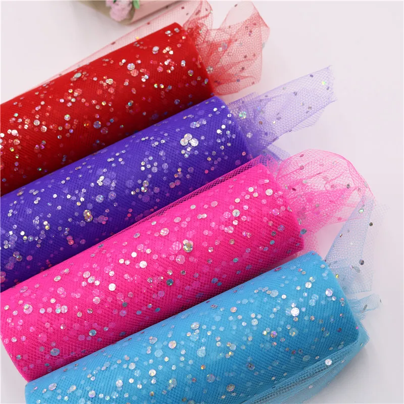 15cm Wholesale Christmas Accessories Gillter Dot Decorative Organza Tulle Mesh ribbon