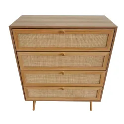 Rattan Three-Dimensional Movable Storage Cabinet Suitable For Living Room Study Solid Wood Foot Storage Four Door Lockers