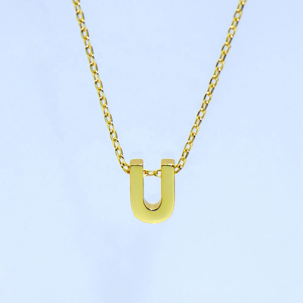 Women Tiny Personalized Love Initial 925 Sterling Silver Jewelry 18k Gold Plated Blank Dainty Minimalist Small Heart Necklace