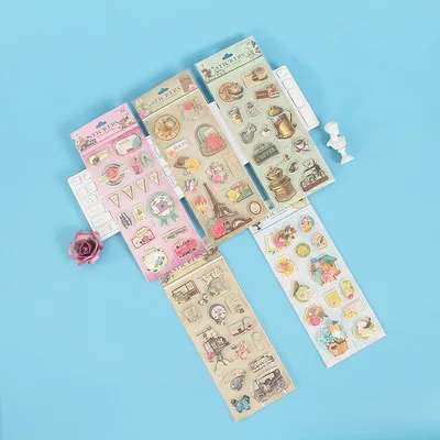 Kawaii Anime 3d bubble stickers Kindergarten reward stickers paper toy factory car flower puffy sticker for kids