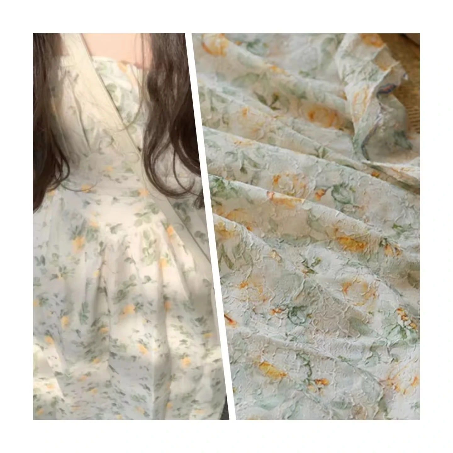 Wholesale New Arrival 100% Polyester Jacquard Chiffon Fabric Floral Embossed Texture Print for Dress Draping