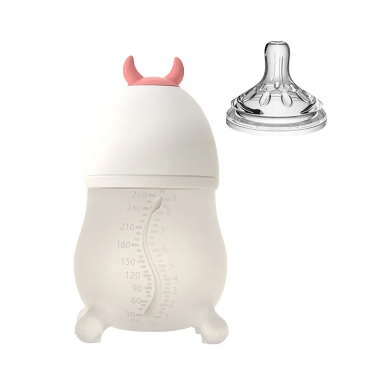 180ml Cute Cow Silicone Imitating Breast Milk Anti-choking Baby Feeding Supplies Anti-colic Gift New Baby Feeding Bottle