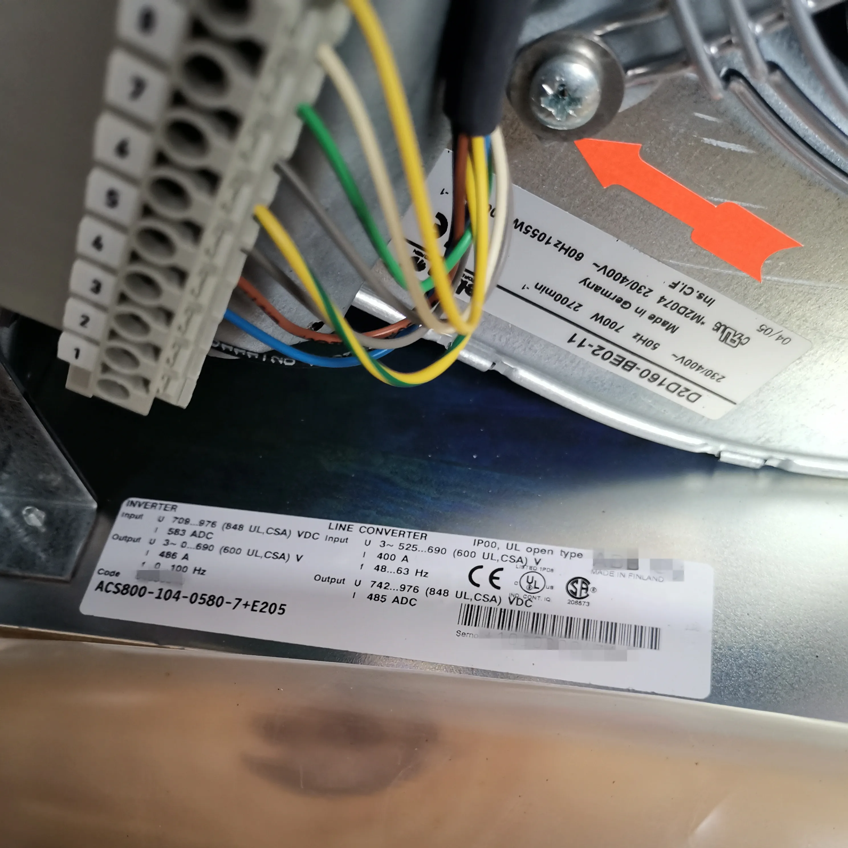 LINE CONVERTER 3 PHASE INVERTER  ACS800-104 R8i 690V 580kVA DRIVE ACS800-104-0580-7+E205