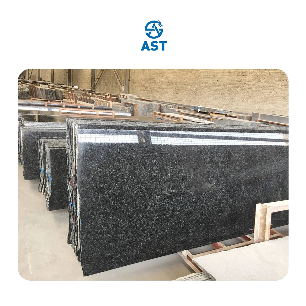 AST popular high quality Natural mongolian absolute black granite Angola Black Granite Tiles  For Flooring And Walling