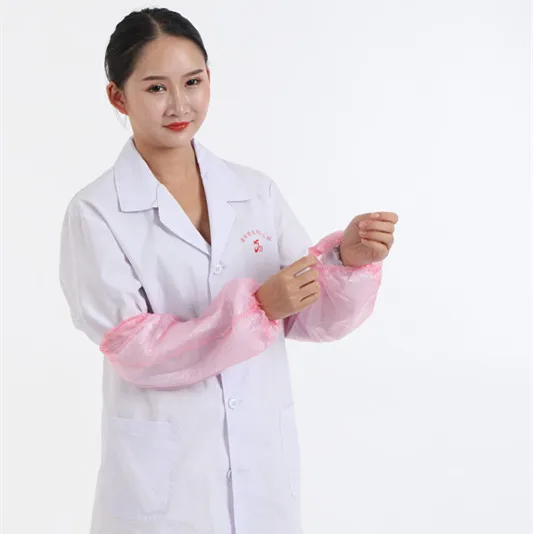 Disposable Pink Plastic Waterproof  PE Oversleeve Arm Sleeve Cover