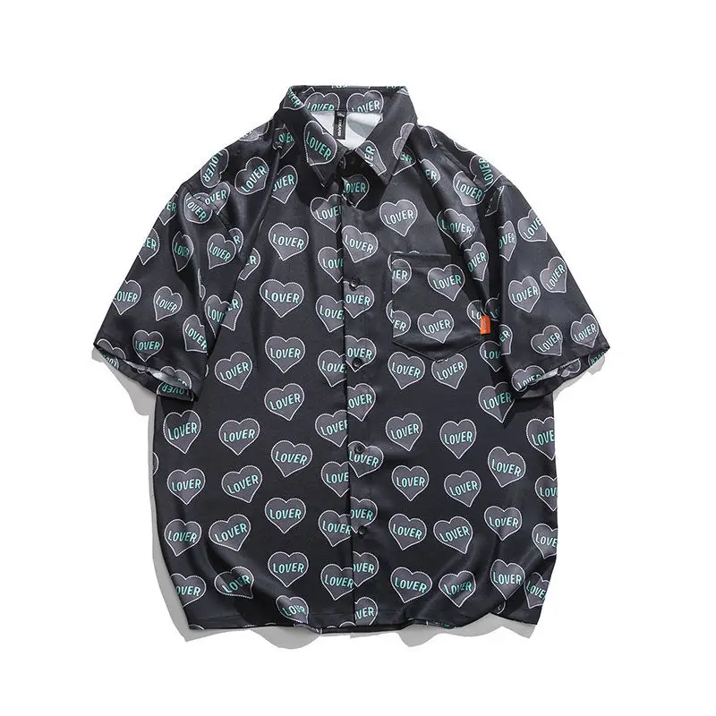 
love letter printed short sleeve shirt printed valentine day shirt men 