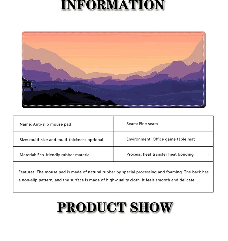 Amazon New Simple Landscape 80x30cm Gaming Mouse Pad Lock Edge Game Computer Desk Pad MousePad Deskpad Home Decor Desk Mats