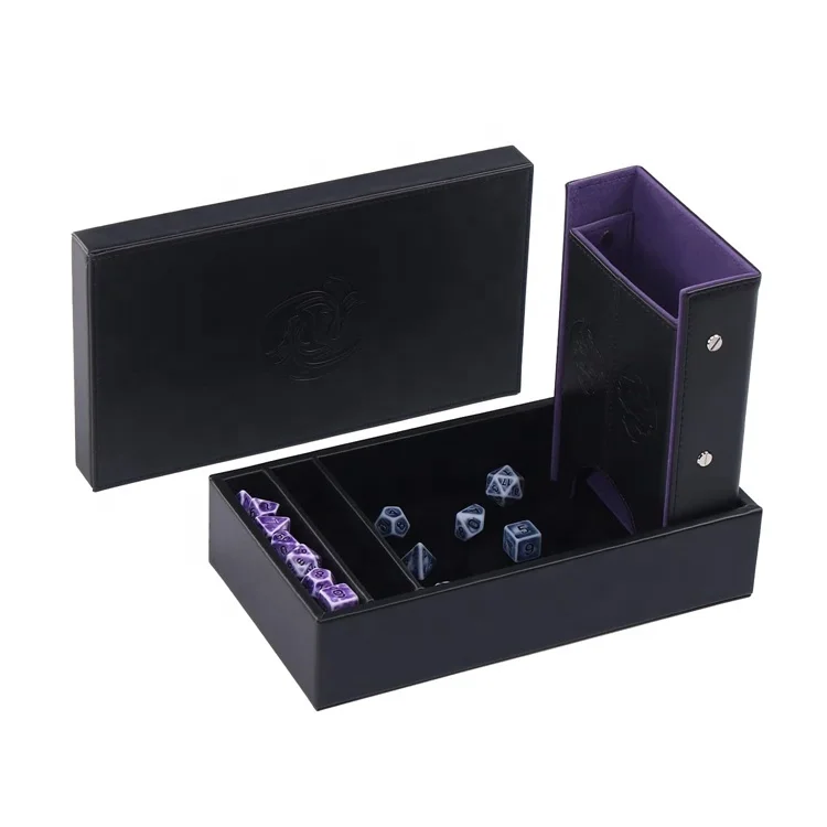 Dungeons and Dragons Dice Game Set 2 in 1 Leather Storage Box Tower for DND