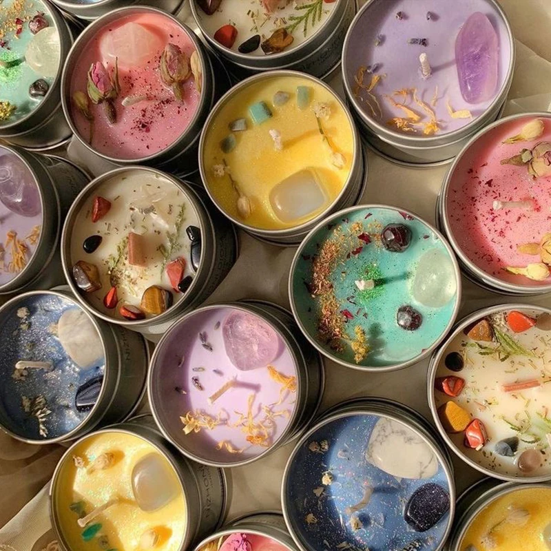 Wholesale factory high quality aromatherapy scented soy wax gemstone crystal candles