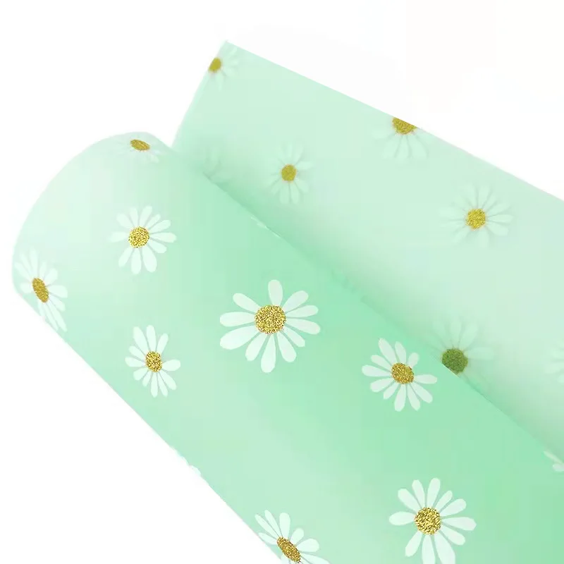 Jelly Daisy Pattern Printed Frosted Polyurethane Soft Film TPU Film Leather Sheets for Stationery Pouch Case