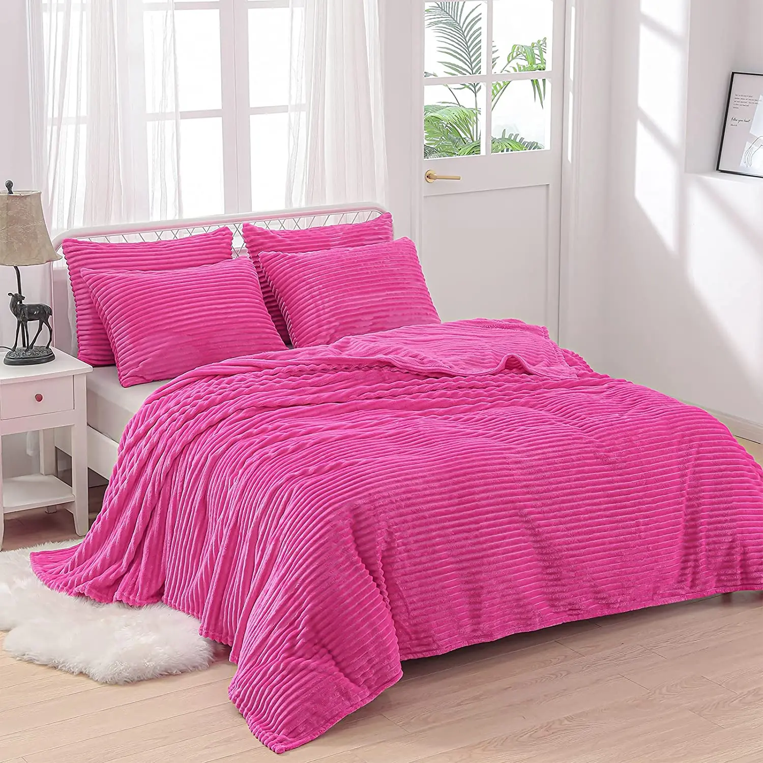 Modern Bedding 100% Polyester Microfiber Throw Blanket Sofa Stripe Pattern Throws Blankets