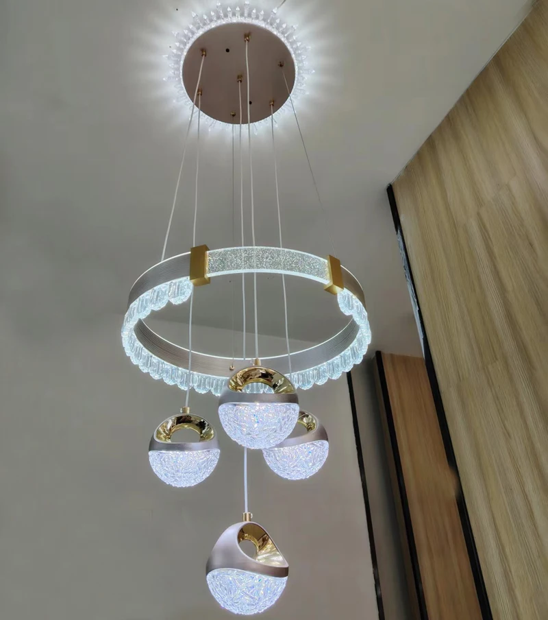Newest indoor luxury LED pendant light gold LED hanging lamp home Nordic style modern Acrylic chandelier(2598-4P)