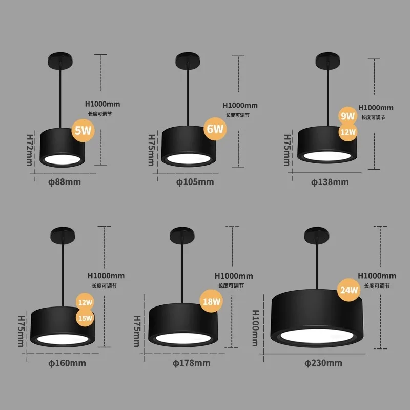 LED surface mounted downlights anti fog shopping mall hotel circular ceiling No drilling required downlights