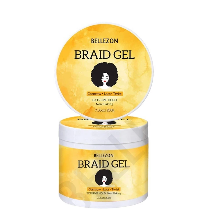 Factory Braiding Gel 250ml with Spoon box braids extreme hold for all day Shine  locs Private label Edge control Styling Gel