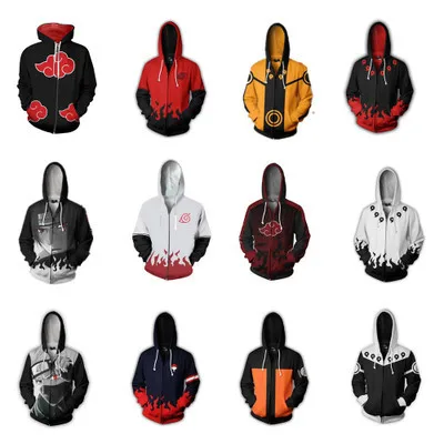 Narutos Kakashi cosplay 3D printed zipper hoodie jacket anime hoodie