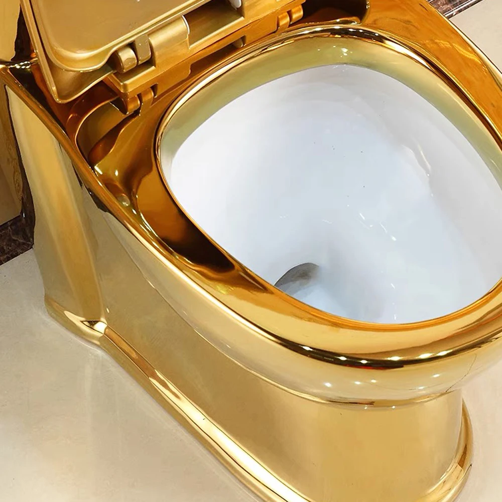 
High quality ceramics flush toilet luxury gold toilets for bedroom 