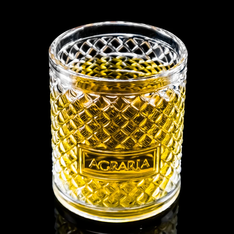 Amazon Hot Selling Custom Logo Exquisite Ribbed Water Glass Cup Whisky Glasses Whisky Tumbler Glassware
