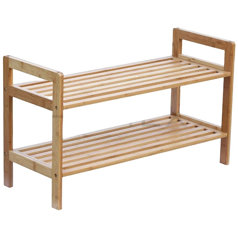 2021 chinese Two layers Wooden Bamboo Shoe Rack Storage Organizer Shelf rack for home with 2