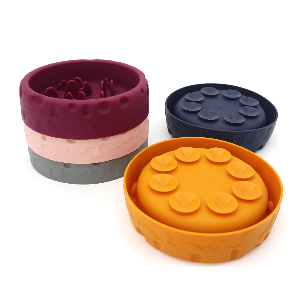Custom Non-Slip Anti Choking Dog Eating Slow Feeder Pet Silicone Bowl Food Dog Bowl