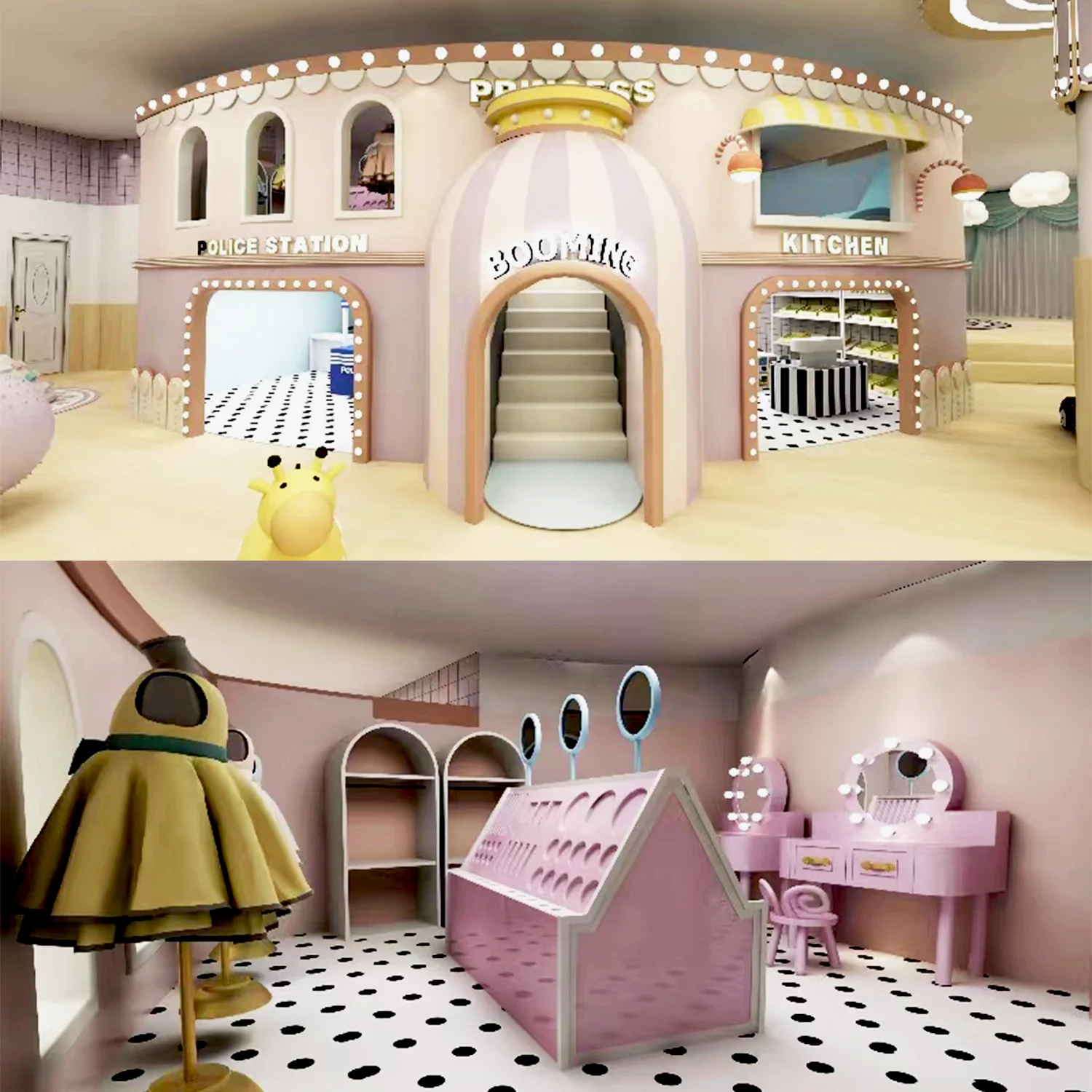 Commercial Soft Play Sets Kids Pretend Playground Indoor Kids Role Play House Indoor Customized Princess Cop Role Play Games
