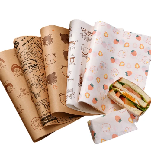 Custom logo food-grade hamburger oil-proof paper Deli packaging grease proof wrap paper fries fast food Greaseproof Paper
