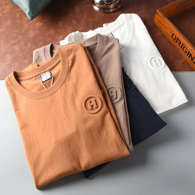 Custom Logo 320 gsm 3D Printing Clothing Oversized  Tshirt Men Embossed T Shirt