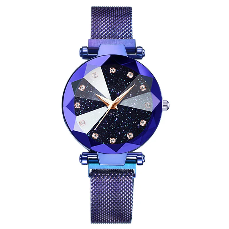 
Luxury Starry Sky Stainless Steel Mesh Bracelet Watches For Women Crystal Analog Quartz Wristwatches Ladies Sports Dress Clock 