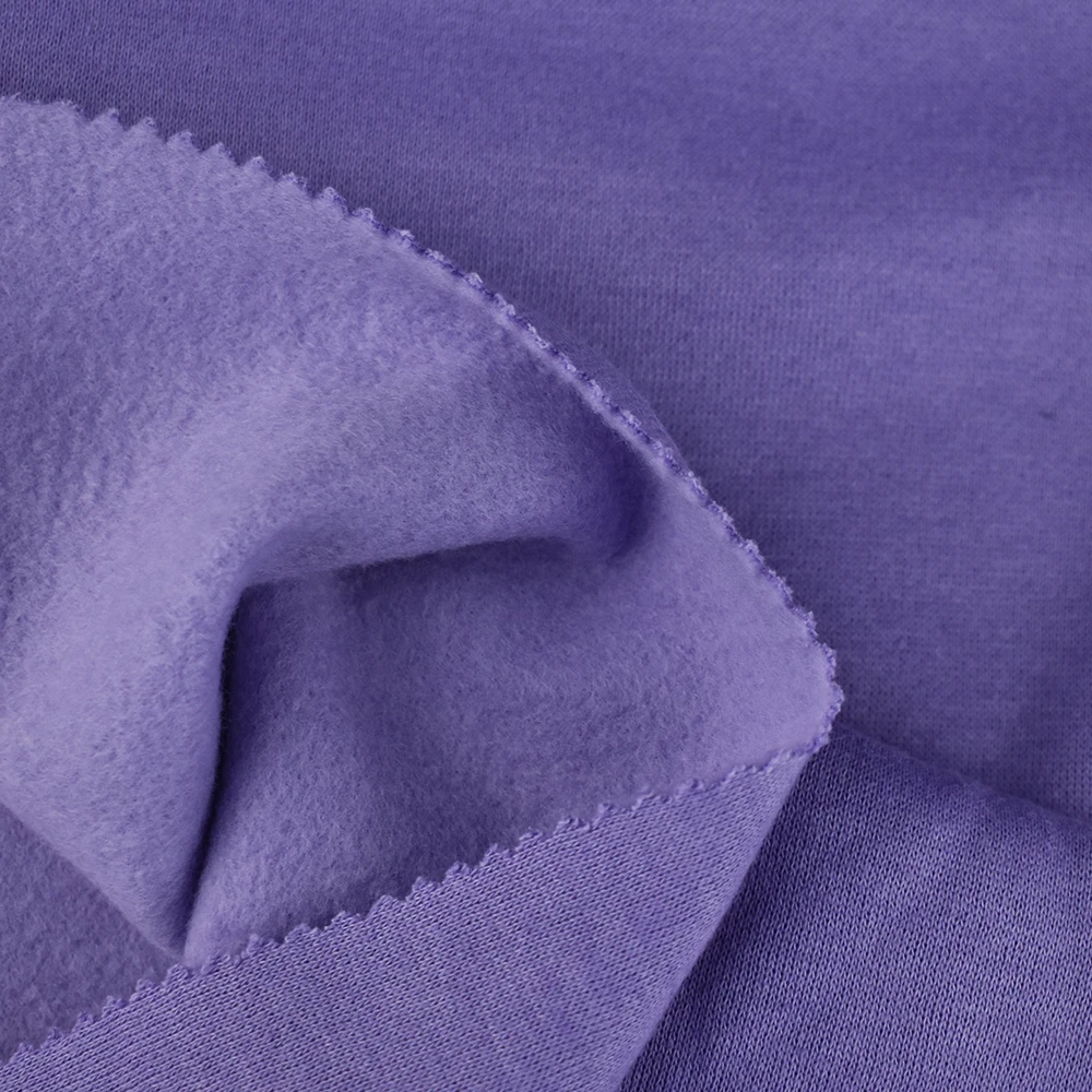 Wholesale knitted NO MOQ stock 32S brushed TC fleece cotton polyester fabric for hoodie