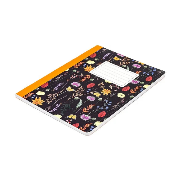 Fashionable Beautiful Floral Pattern Sturdy Cover 80GSM Paper 140 Pages A4 Binder Composition Notebooks Stationary