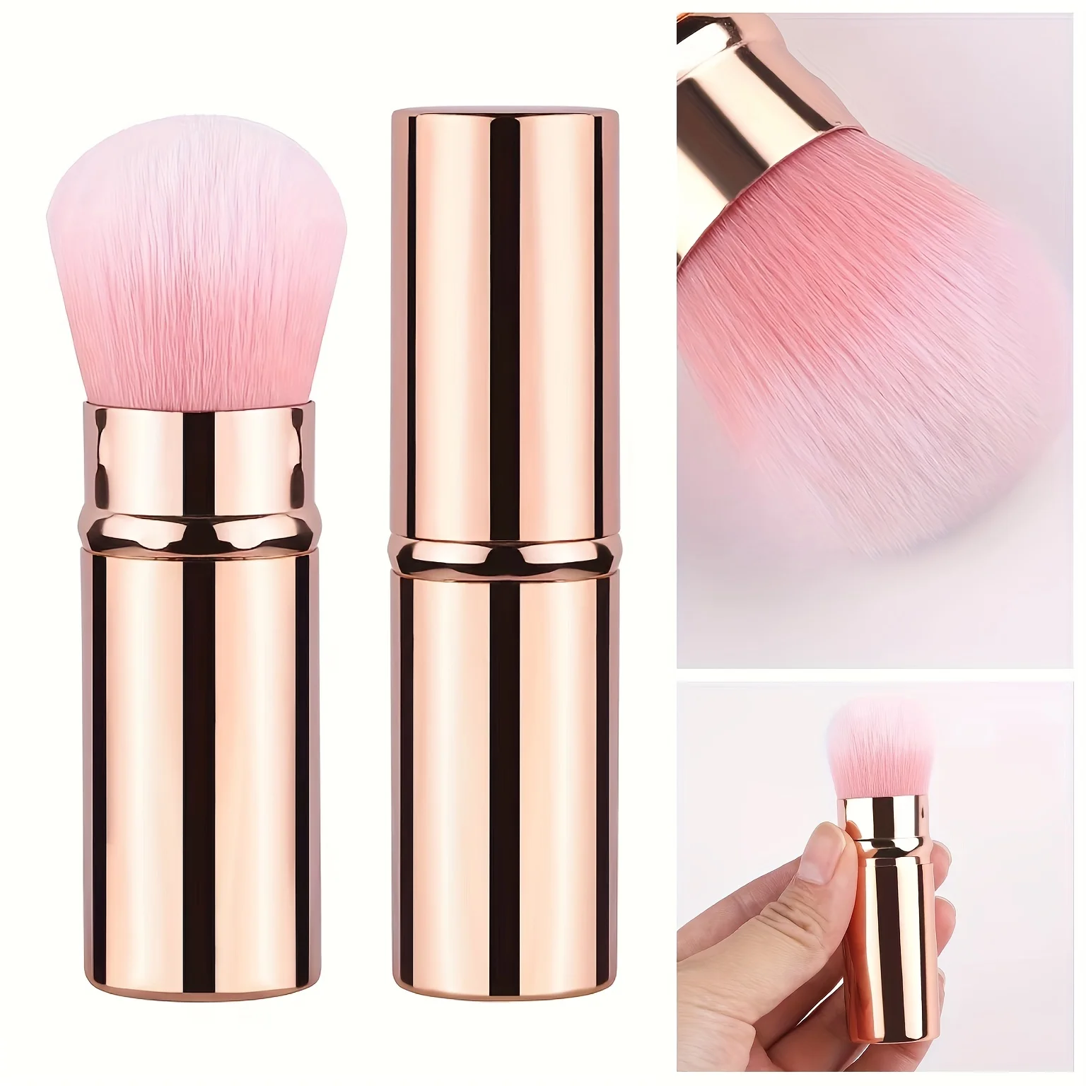 Travel Kabuki Face Retractable Makeup Brush Portable Powder Brush With Cover For Blush Powder Cosmetics