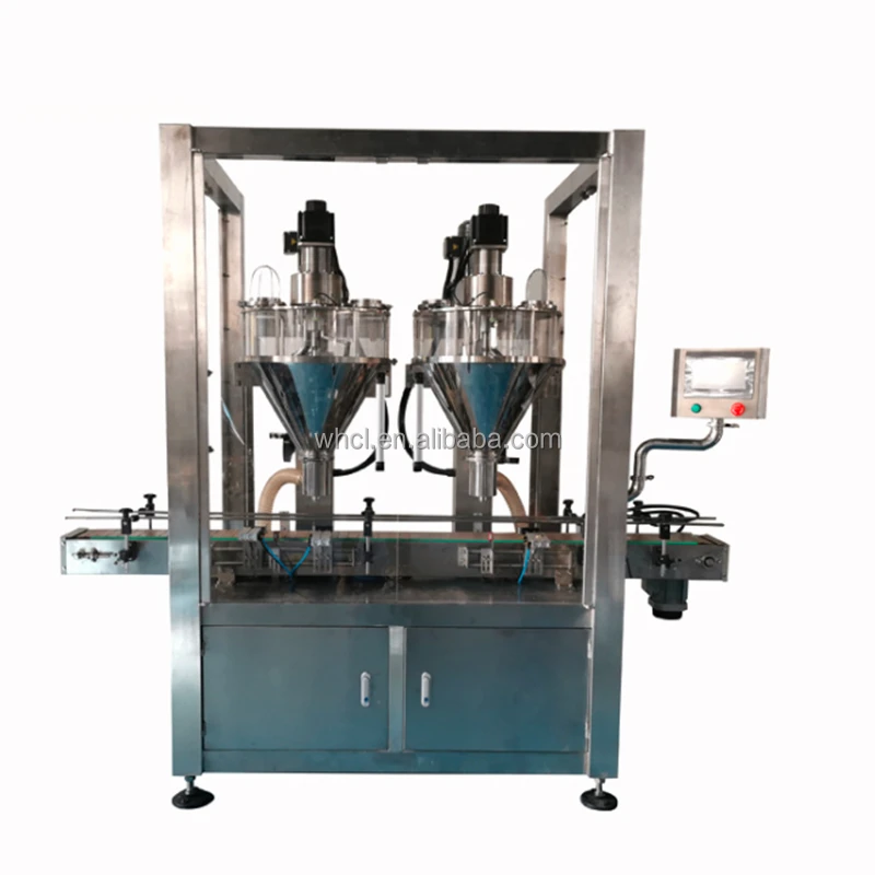 Hot Sale Automatic Double Head Bleaching Spices Dry Powder Bottle Jar  Filling Machine With Auger Filler
