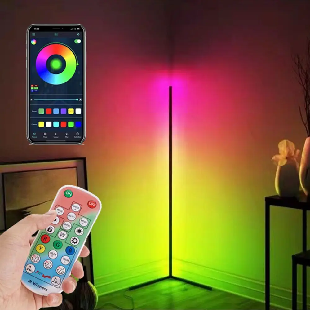 VCAN BT Remote Control RGB Standing Atmosphere Light for Living Room Bedroom Home Decoration  Modern Corner Floor Lamp
