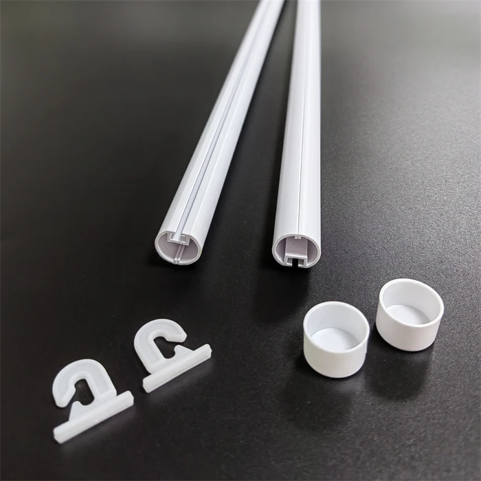 Round Shape 15mm Poster Hanger Rail PVC Plastic Top and Bottom Pole
