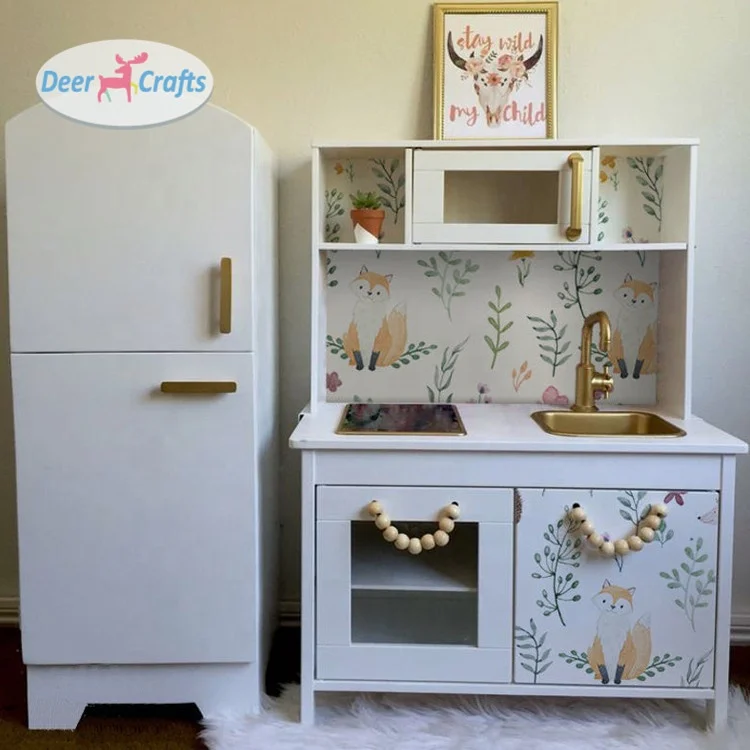 New design role play set wooden big kitchen set toys for kids DC10666