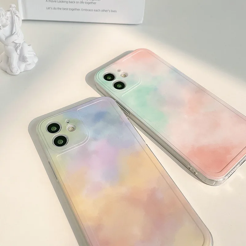 Cloud gradient color Painting Style cellphone case tpu Phone Cover for iphone 14 plus 14 pro max 13 pro 12 mini