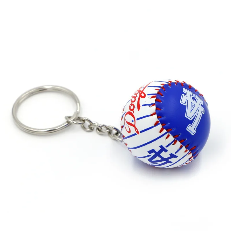 Hot Selling 3D Mini Baseball Keychain Team Logo Sports Souvenir High Quality Leather Keychain