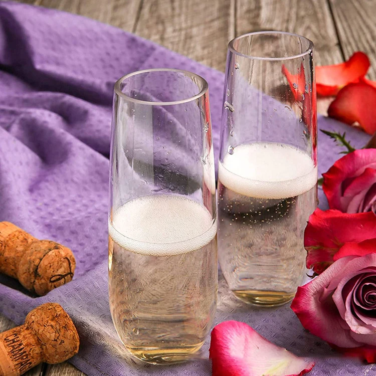 Clear unbreakable toasting glasses shatterproof disposable wedding plastic champagne flutes