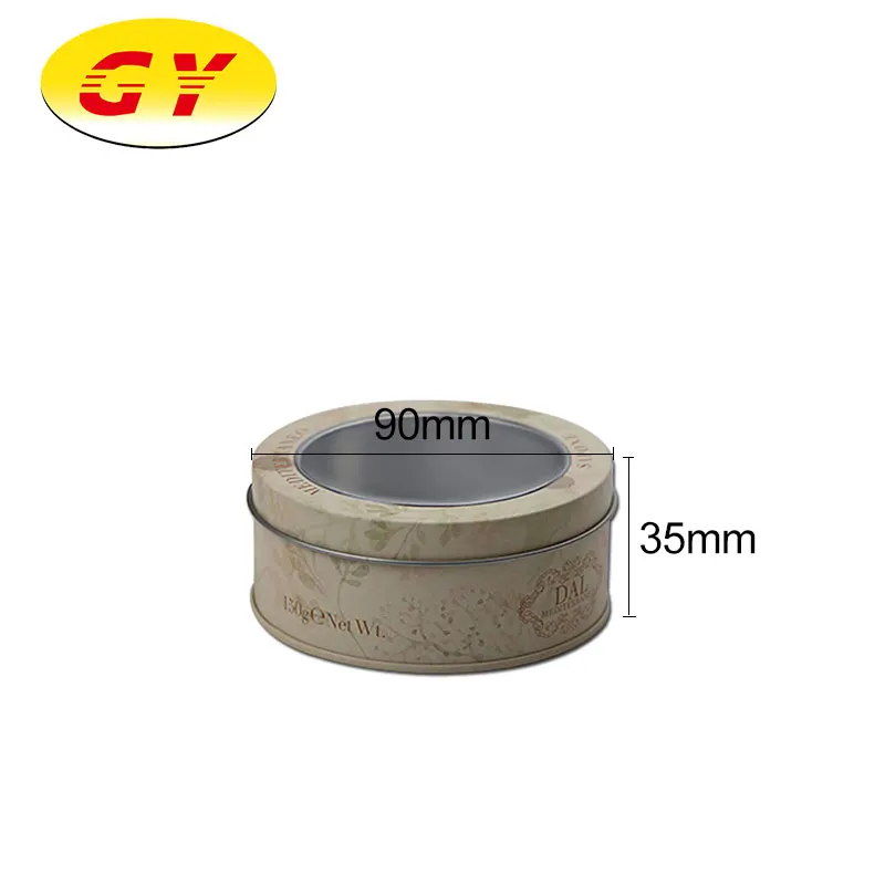 Hot Selling Custom Round Food Tin Can With PVC Window