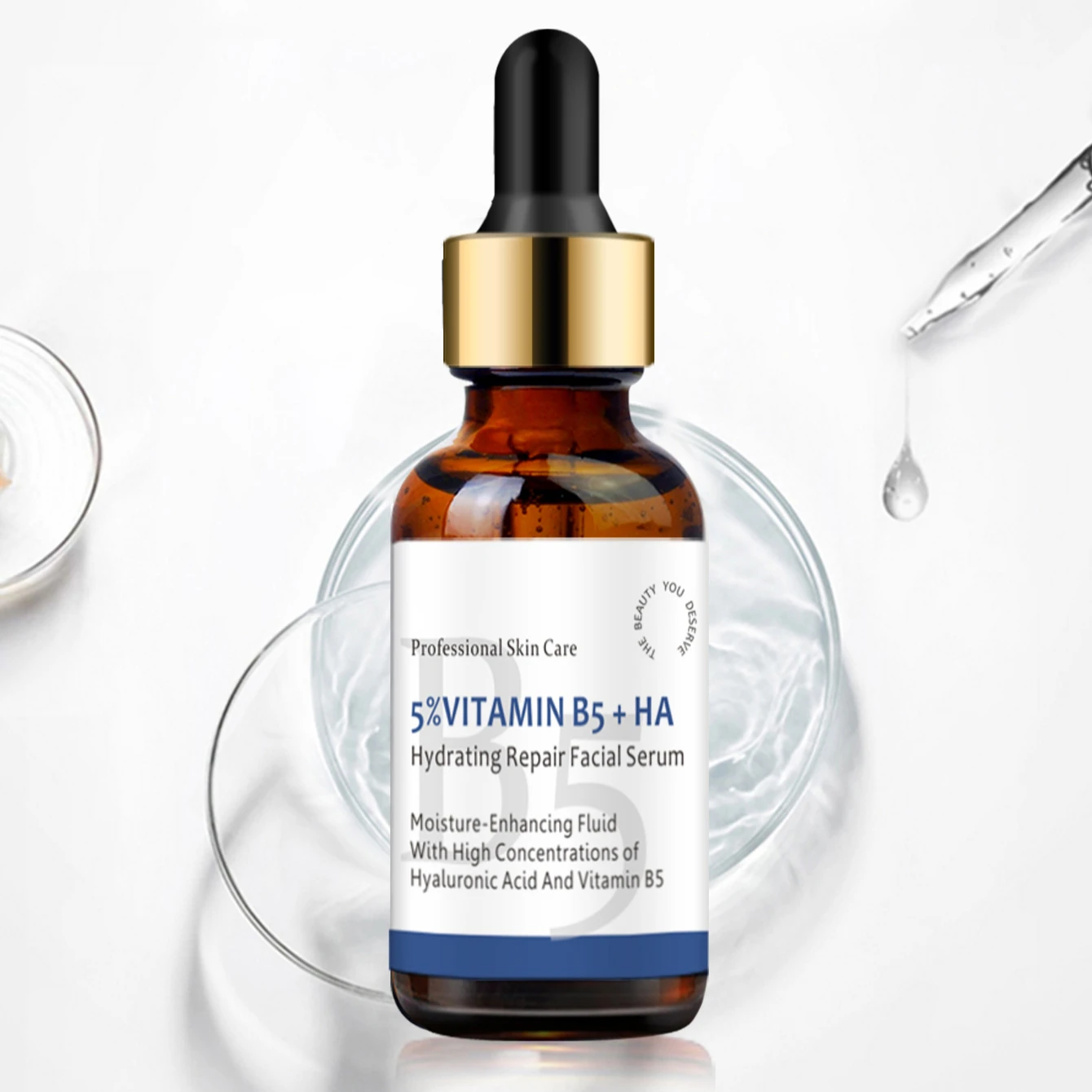 Wholesale Private Label OEM serum Moisturizing Anti-aging Repairing Anti-wrinkle korean cosmetics 5%vitamin b5 hyaluronic acid