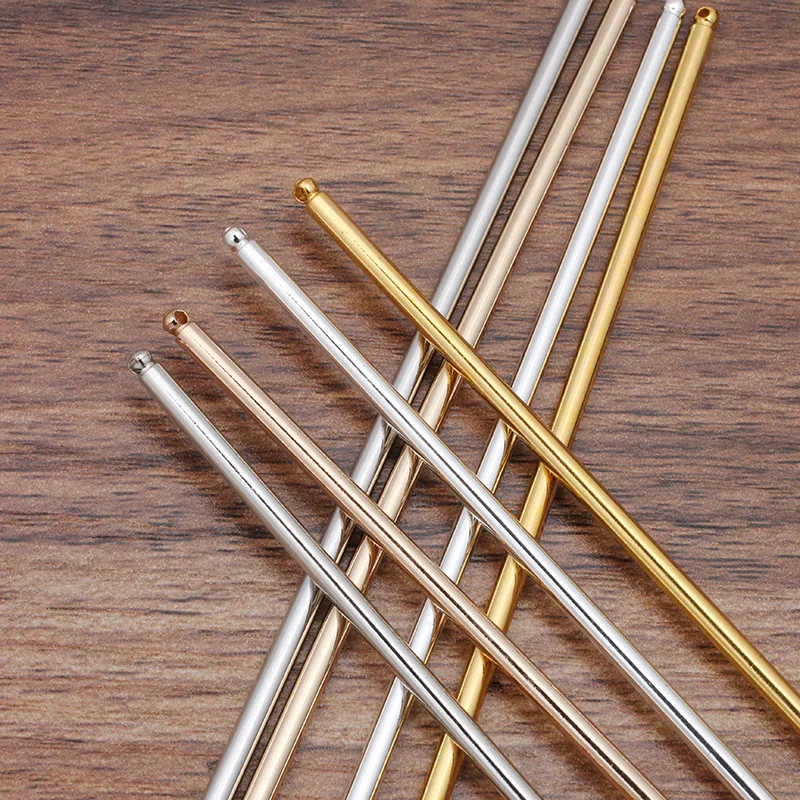 3mm*12.5cm  15cm Long Straight Metal Hair Sticks With Holes On Heads Iron Hair Forks Hairpins For DIY Bun Head Hair Accessories