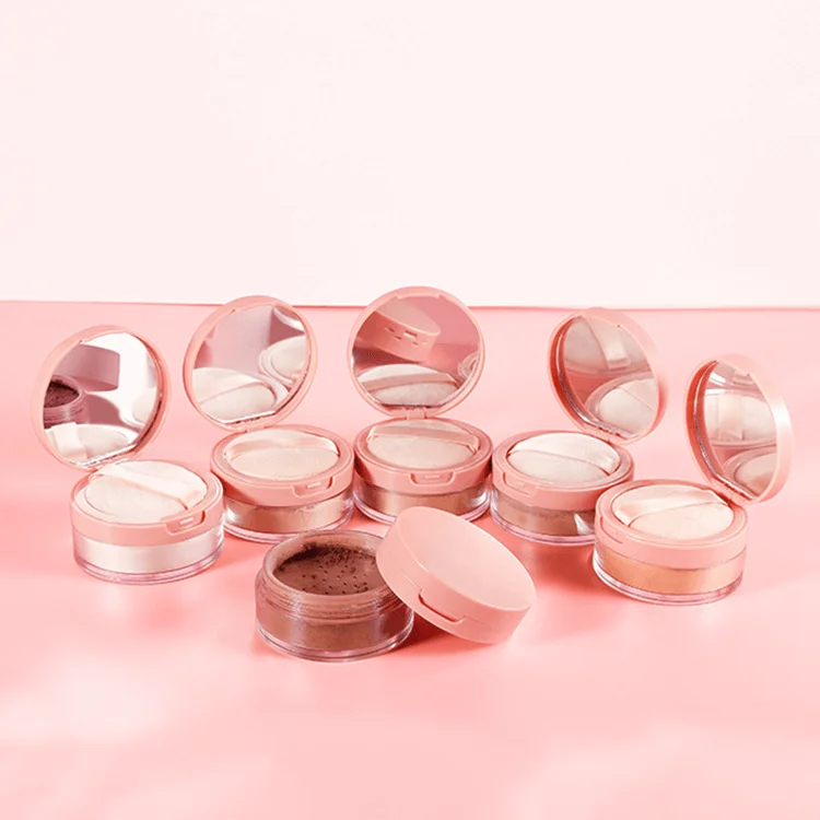 Wholesales Oem 6 Colors Pink Lid Pigment Custom Logo Private Label Face Makeup Setting Loose Makeup Powder With Cosmetic Puff