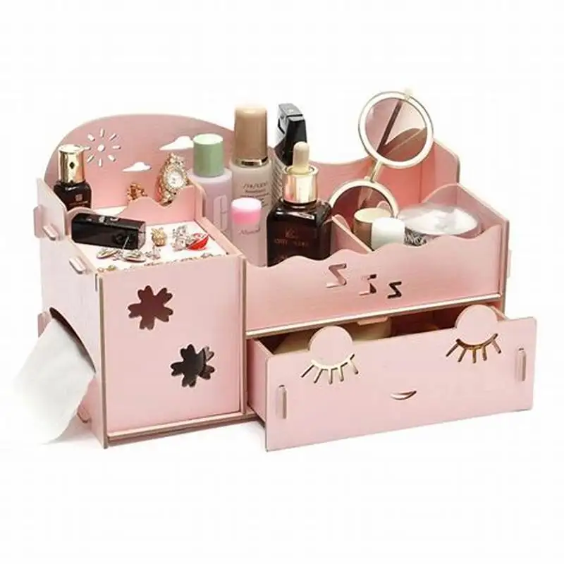 Wholesale Modern Pretty Led Mirror Makeup  Storage Box  Makeup Organizer