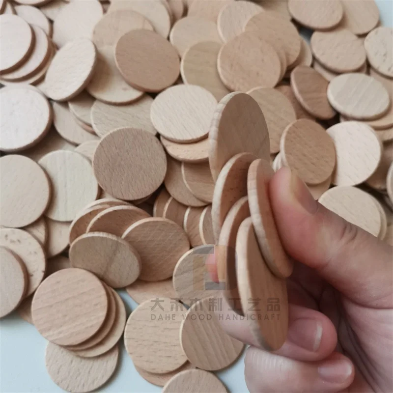 Unfinished 2 Inch 5cm Beech Wood Tokens Solid Wooden Coins Rounds Customized Coin for DIY Craft Ornament