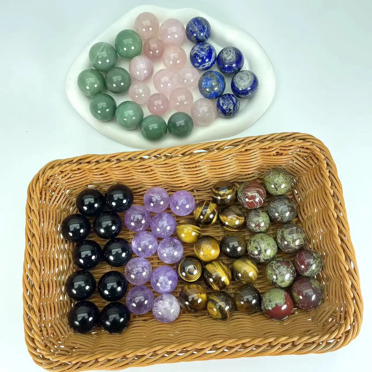 wholesale price spiritual natural 28mm rock amethyst citrine quartz crystal sphere healing stone 7 chakra crystal meditation