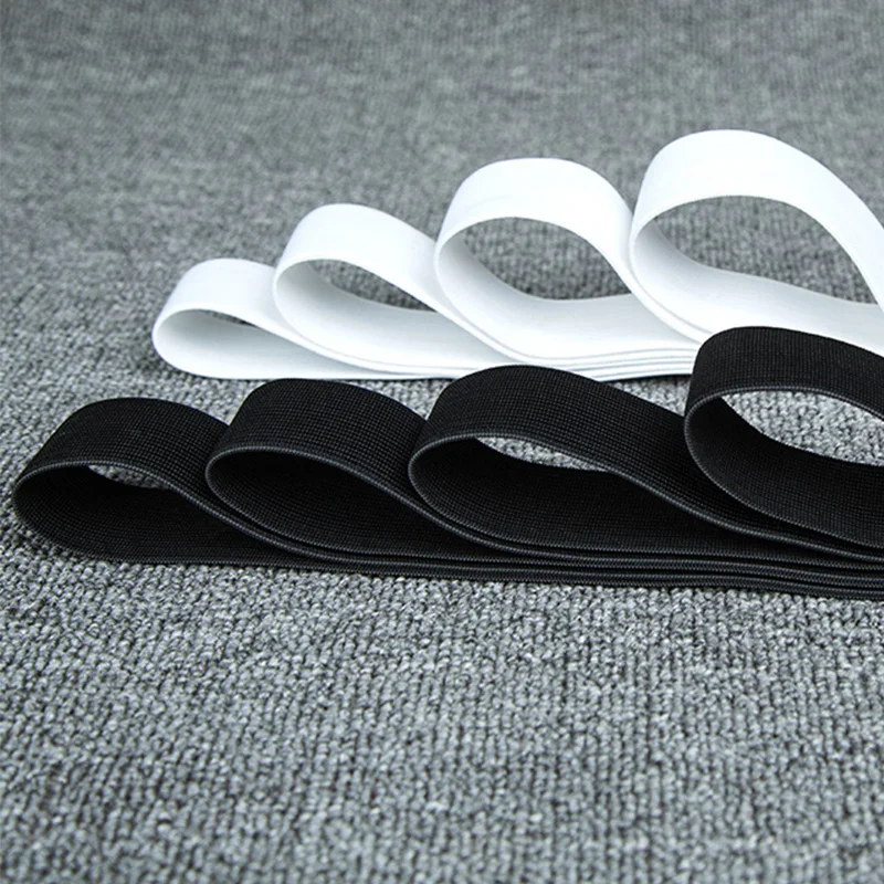 Custom 30mm High Quality Wholesale Elastic Band White And Black Color Elastic Various Size Flat Elastic